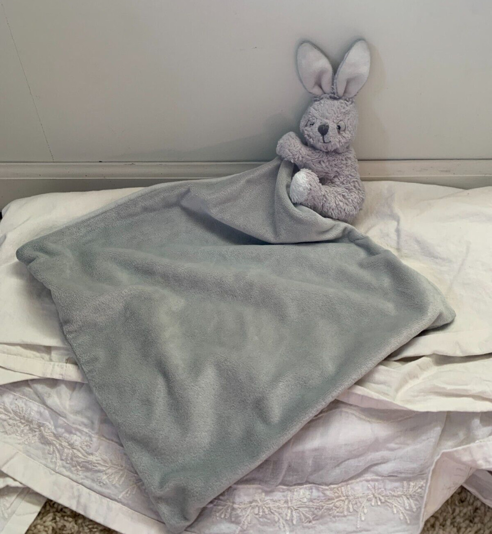 Bunny Lovey Plush Blanket Blankie Soft Gray Grey Rabbit Evergreen Enterprises